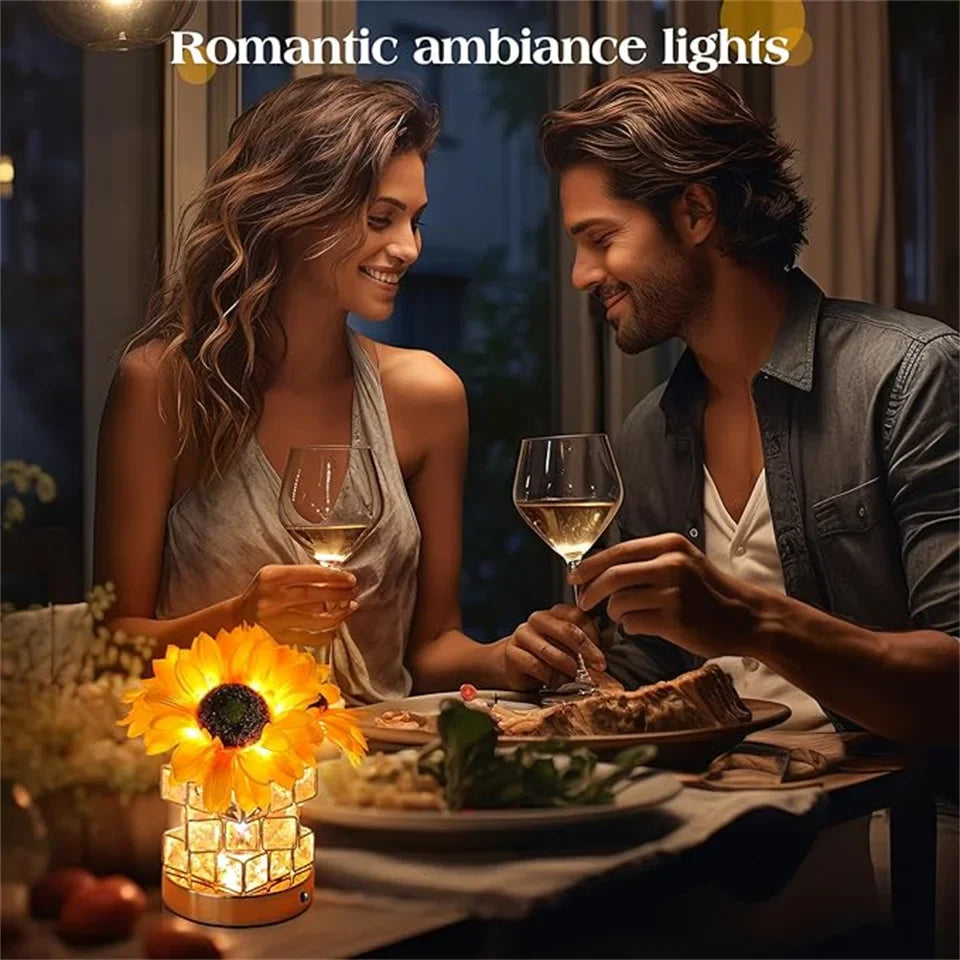 Sunflowers Flower Lamp 3 Colour Dimming Small Night Light,Cordless Table Lamp Home Office Decor Birthday Gifts for Women Mom