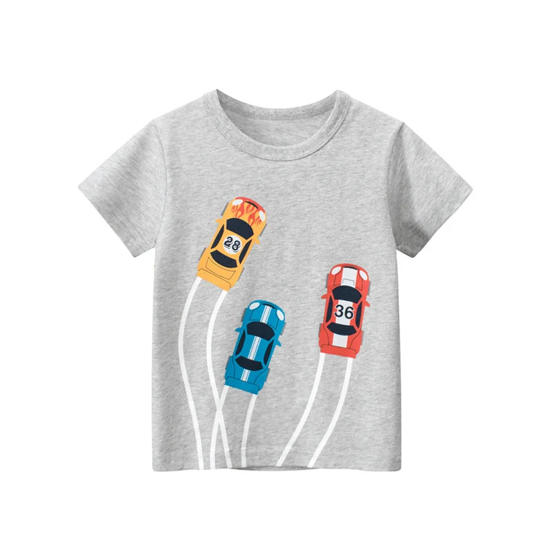 Jumping Meters Hot Selling Boys Girls Summer Baby T Shirts Short Sleeve Cartoon Cars  Toddler Tees Tops Boys Girls Clothing