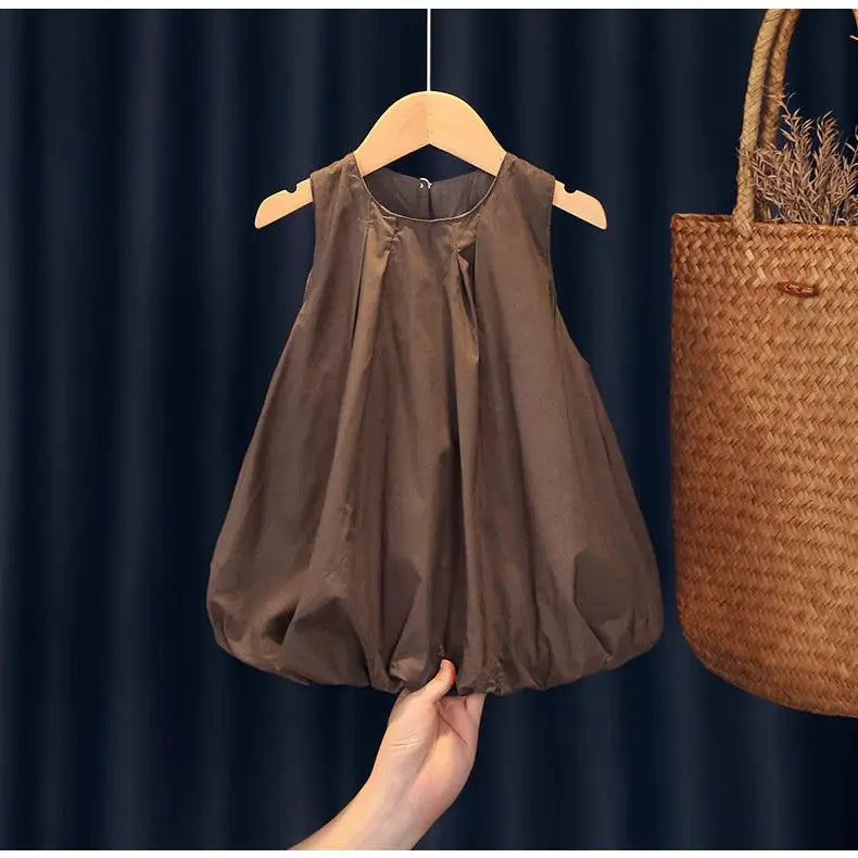 Girls' Summer Dress New Style French Flower Bud Summer Dress for Little Girls Baby Pure Cotton Vest Skirt