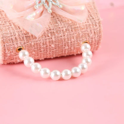 Pink Princess Crown Colorful Bow Children's Bag Fashion Hand-held Pearl Diagonal Girl Cross Body Shoulder Messenger Bags Purse
