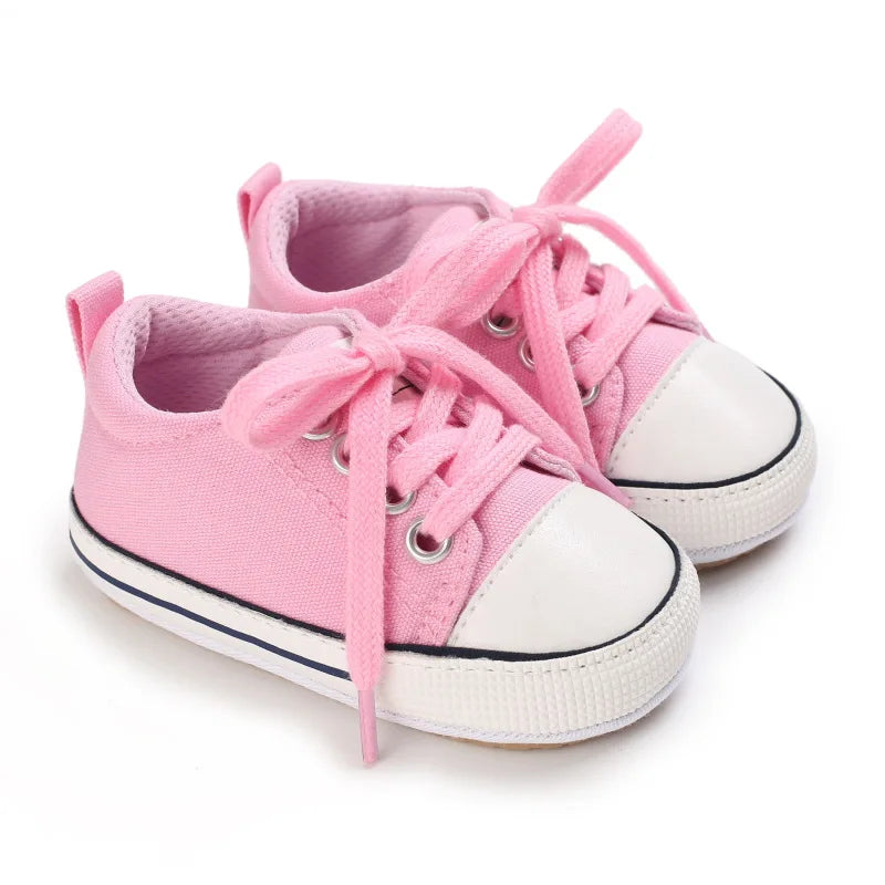Baby Boys Girls Canvas Shoes Non-slip Rubber Sole Comfortable Soft Unisex Baby Basketball Shoes 0-18M