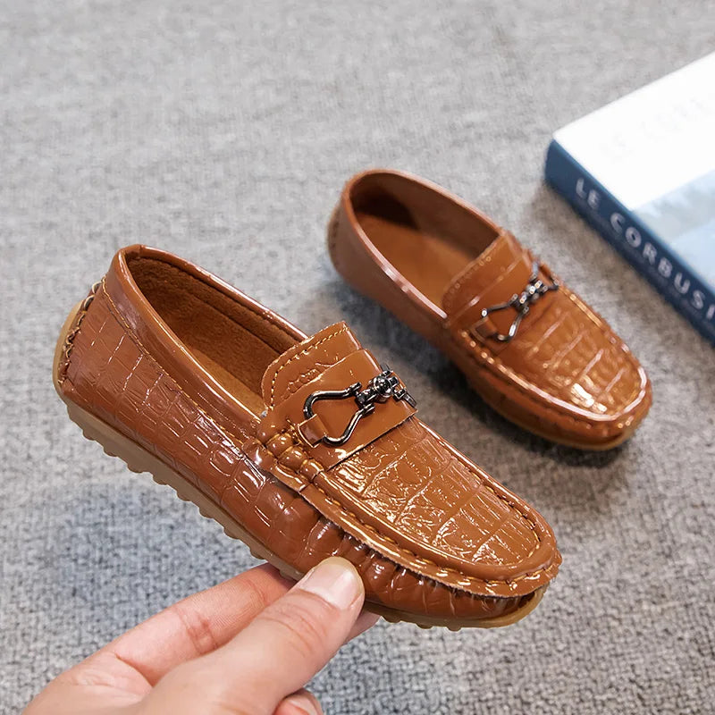 Boys Leather Casual Loafers Non Slip Buckle Shoes Bangladesh