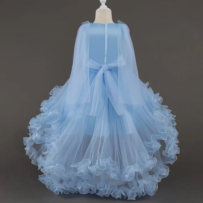 Girls White Pink Party Princess Dress Kids Girl Tailing Dresses for Wedding Birthday Ceremony Baby Girl Gown