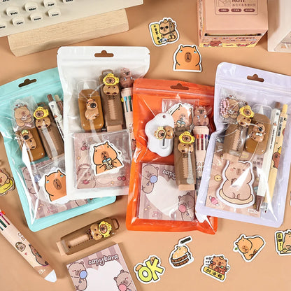 Cute Kapibala Stationery Set Birthday Present Children Student Back To School Gift Study  Supplies Kawaii Kids Prize Gift