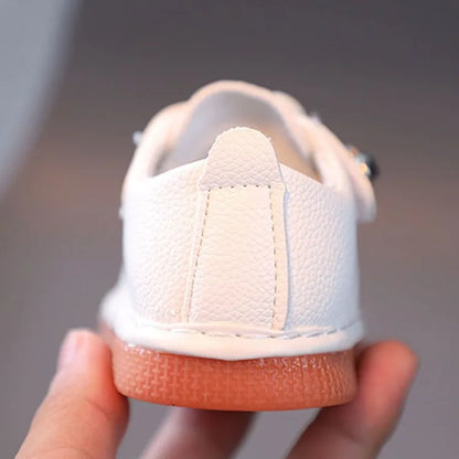 Baby Shoes for Girls 0-2 Years Soft Sole First Walker Sneakers with Anti Slip Secure Strap Design Squeaky Fun