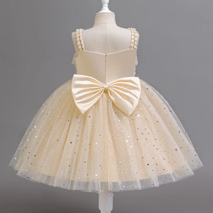 Baby Girl Lace Dresses Sparkling Weddings Pink Dress Elegant Princess Party Tutu Toddler Kids Birthday Baptism Formal Ball Gowns