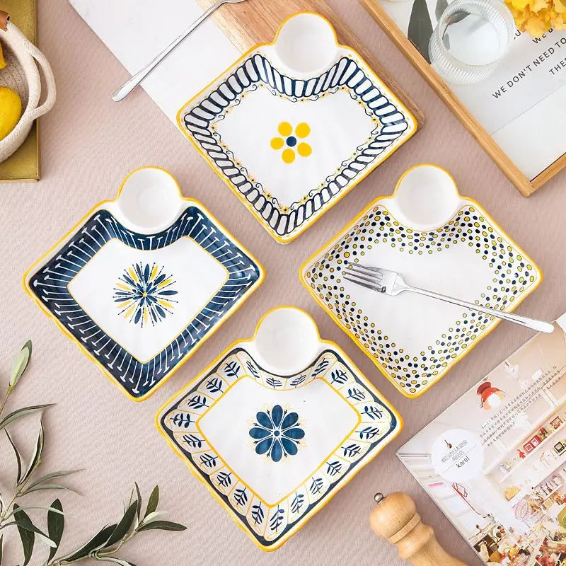 Cerc Plate Dining Di Heat Resistant Dumpling Plate with Vinegar Di Multi Functional Fruit Plate Trendy Network Bestseller