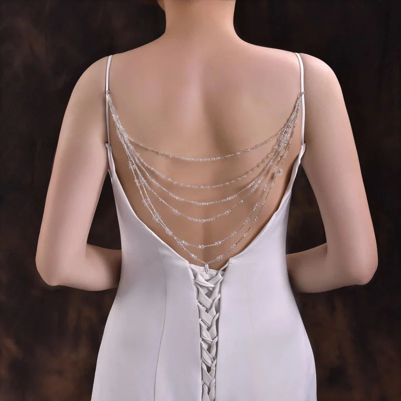 Jewelry Bride Wedding Accessories Crystal Tassel Pendant Necklace Women's Bolero Shawl Dress Shoulder Decoration SG04