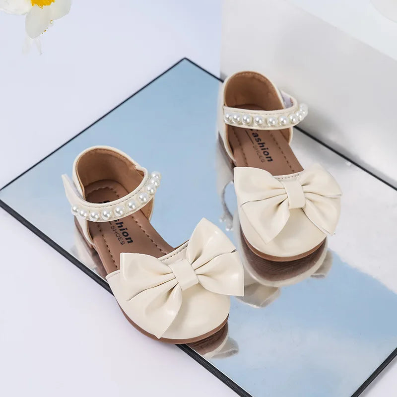 Girls' Sandals and Children's Princess Shoes 2026 Spring New Arrival for Girls Student Rhinestone Bow Performance Shoes