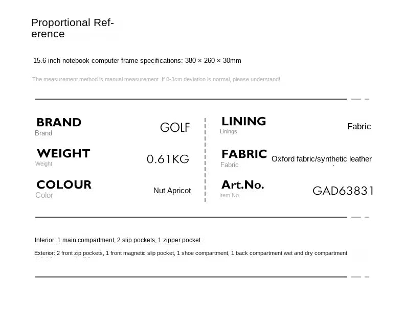 GOLF Travel Bag Hand Luggage Women Duffle Bag with Shoe Compartment Foldable Nylon Travel Handbag Lightweight Dry Wet Separation