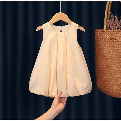 Girls' Summer Dress New Style French Flower Bud Summer Dress for Little Girls Baby Pure Cotton Vest Skirt