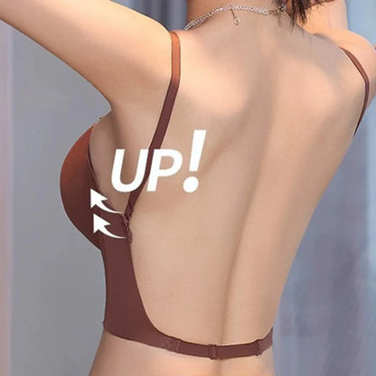 Women Sexy U-shaped Backless Front-closure Bra Ultra Hot Push-up Comfortable Non-slip Seamless Lingerie Top For Strapless Straps