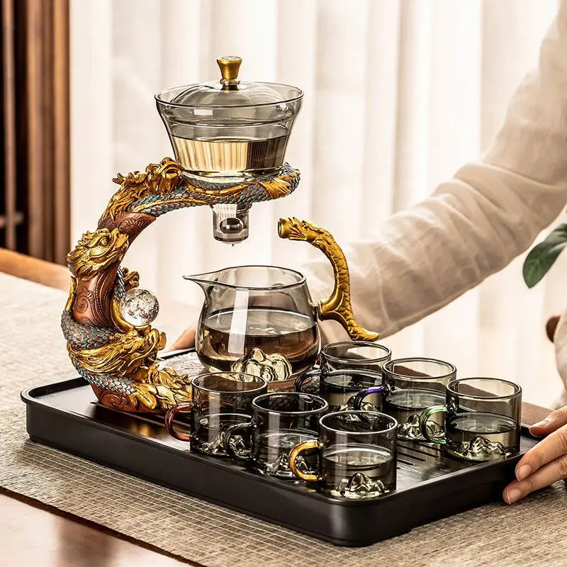 Lazy Glass Automatic Tea Set Business Gift High Borosilicate Dragon Kung Fu Teaware Sets