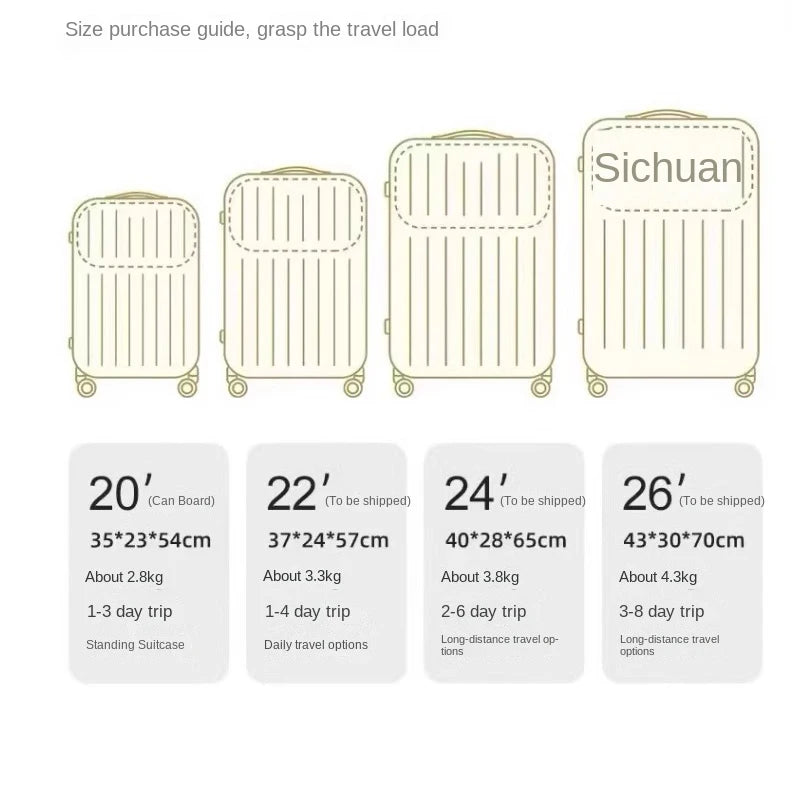 Front Opening Wide Handle Suitcase 20 inches Carry-on Cabin Suitcase Multifunctional Travel Luggage Zipper Aluminum Frame