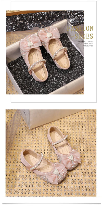 Girls’ Princess-Style Dress Shoes – Faux Leather Mary Janes with Sparkle Accents, Comfortable for Parties & Special Occasions