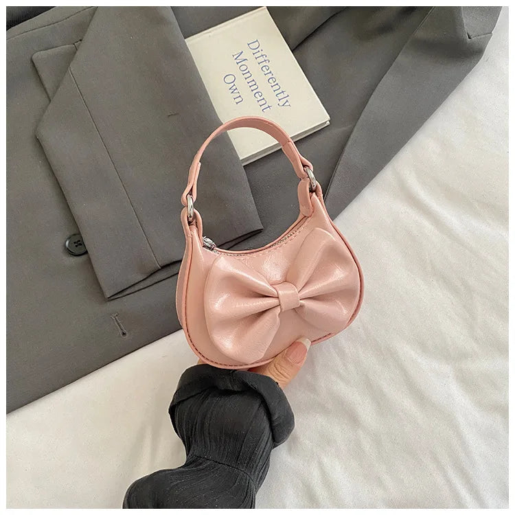Kids Girls Cute Bowknot Handbag Fashion Crossbody Bag Detachable Strap Mini Shoulder Bag for Children Stylish Purse