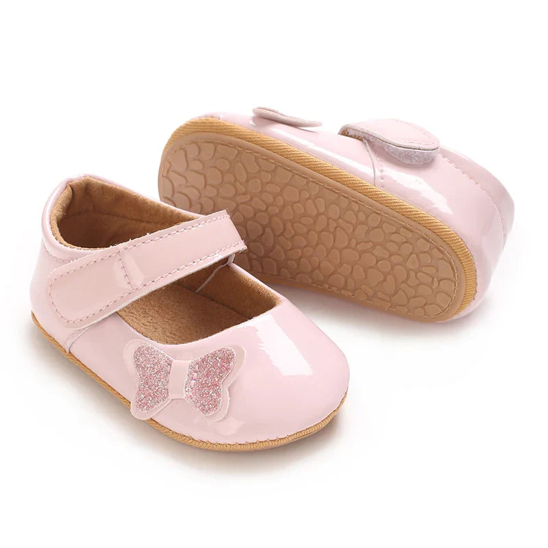 Spring and Autumn Bow Mary Jane Princess Shoes  Baby Girl Rubber Bottom Anti slip Sneaker