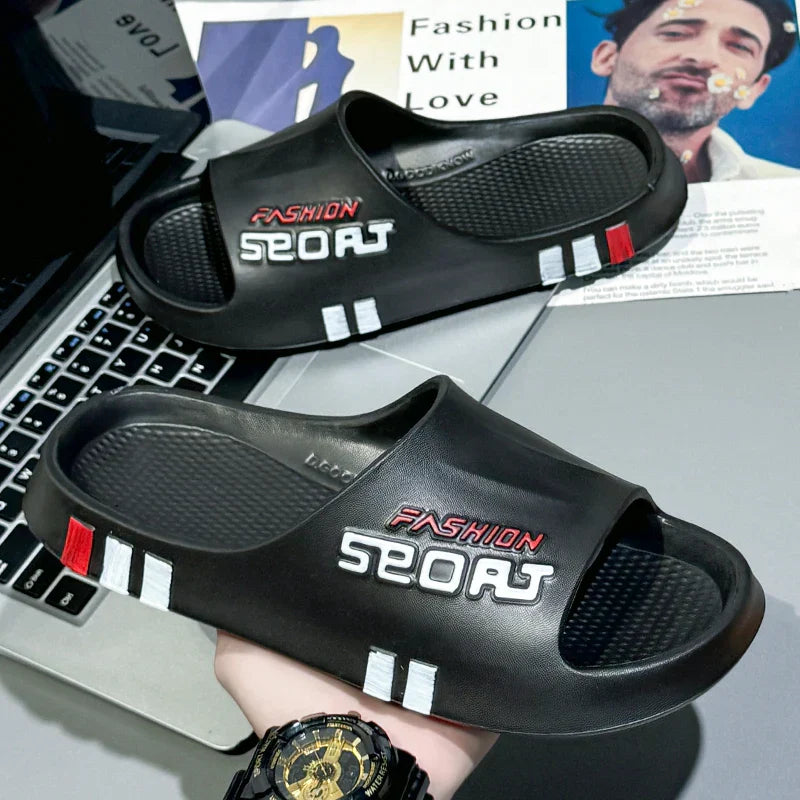 Summer Men Sport Style Slippers Soft Sole Bathroom Anti-slip Outdoor Wear-resistant Beach Fashion Leisure Flat Home Shoes Couple