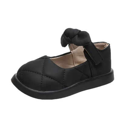 Children's Leather Shoes Non-slip Soft Bottom Kids Mary Jane Shoes Fashion Solid Color Bowknot Girls School Causal Single Shoes