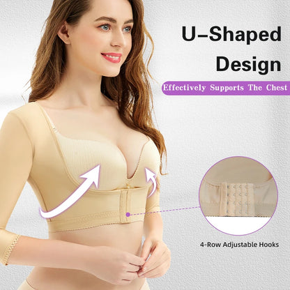 Humpback Posture Corrector Breast Support Shaper Bra Women Upper Arm Post Surgery Compression Faja Shapewear With Long Sleeves