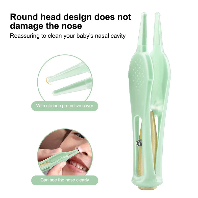 Baby Ear Cleaner Tweezer Soft Ear Picks LED Flash Light Ear Wax Curette Picker Ear Cleaning Tool Ear Wax Dig Removal Earpick Set