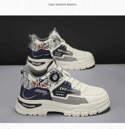 Men's Casual Outdoor Boots Fall Breathable Trendy Versatile Leisure Knob Board Shoes Anti-slip Riding Fashion Sneakers