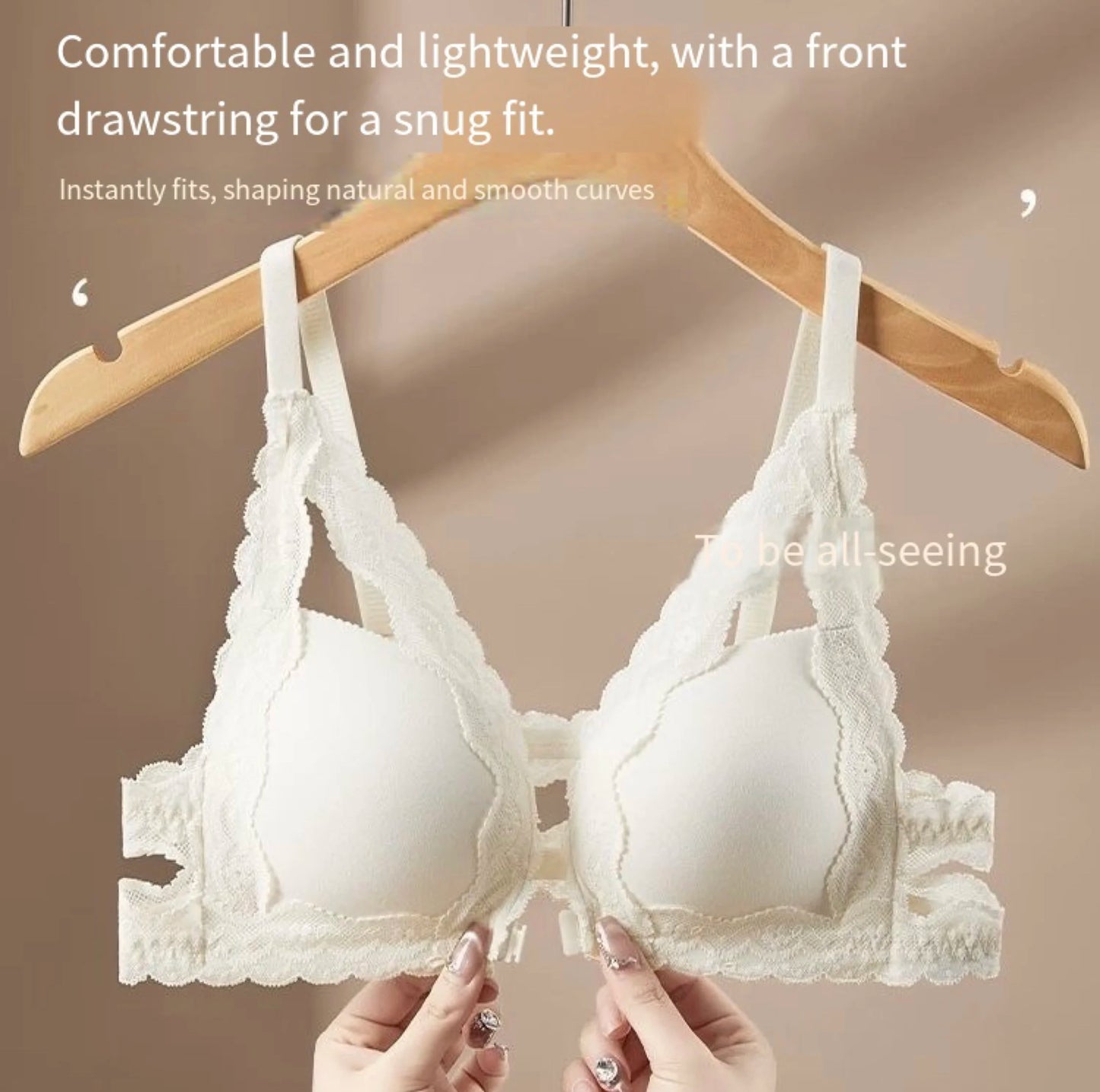 Front button underwear ladies small breasts gathered 2025 spring summer new sexy pure lace white beautiful back bra set