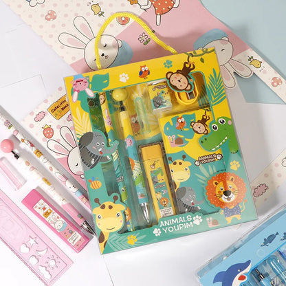 5/8 Stationery Set Notebook Pencil Automatic Pencil Pencil Cap Pencil Sharpener Pencil Refill Geometric Ruler Eraser for Kids