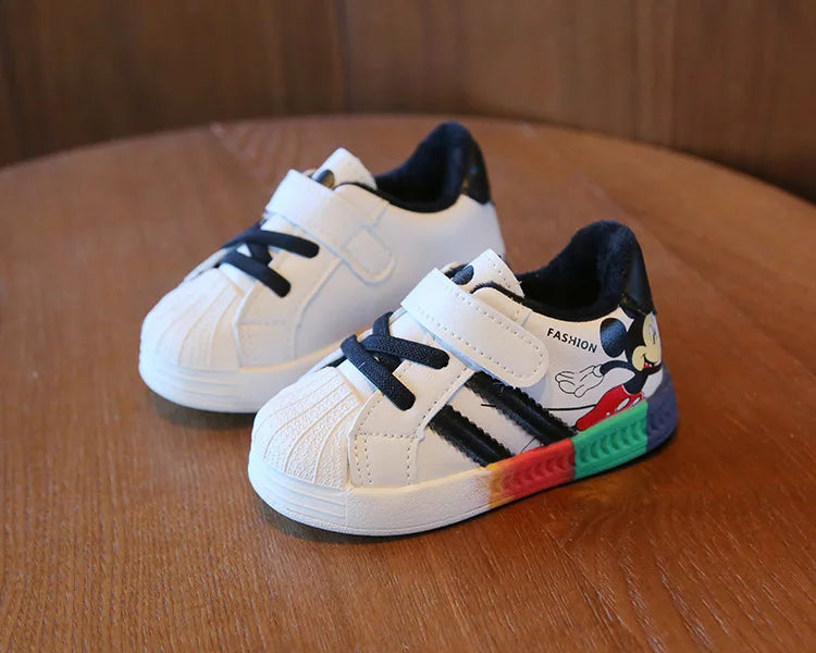 Mickey Minnie Children Casual Shoes Girls Boys Sneakers Kids Breathable Soft Sport Shoe Baby Toddler Outdoor Sneaker Spring