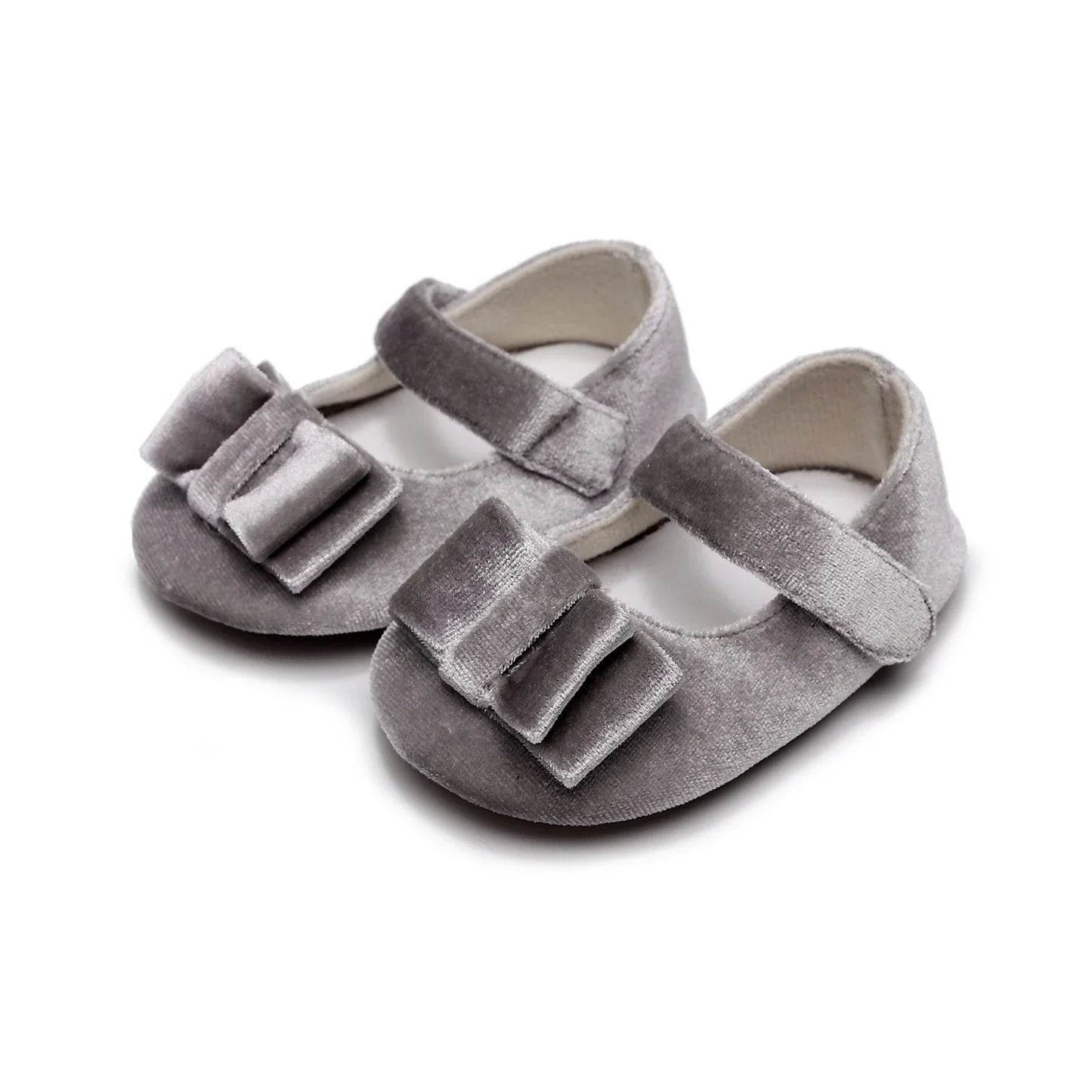 Newborn Baby Girls Mary Jane Flats Cute Bow First Walkers Velvet Non-Slip Mesh Crib Shoes Princess Dress Shoes Soft Sole Flat