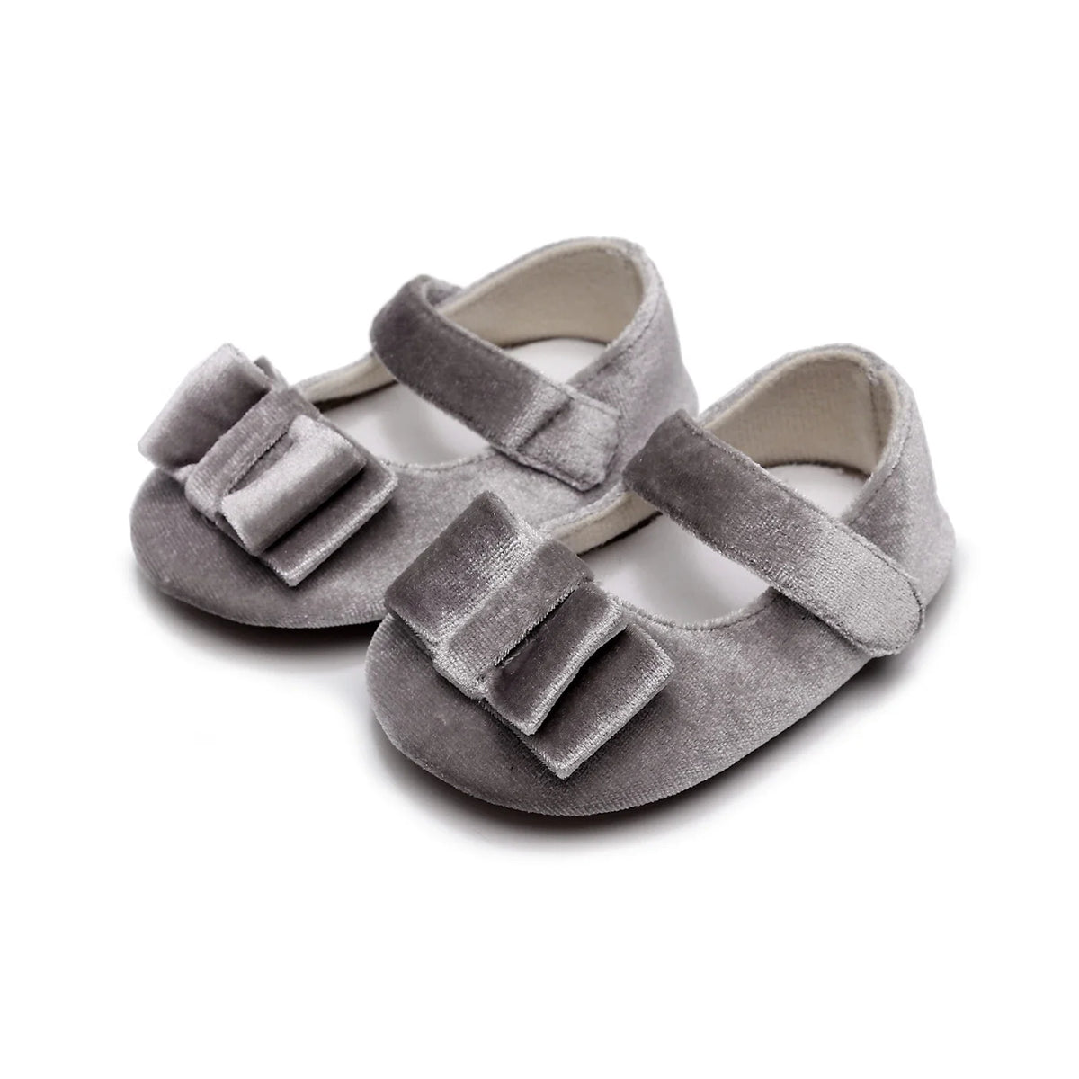 Newborn Baby Girls Mary Jane Flats Cute Bow First Walkers Velvet Non-Slip Mesh Crib Shoes Princess Dress Shoes Soft Sole Flat