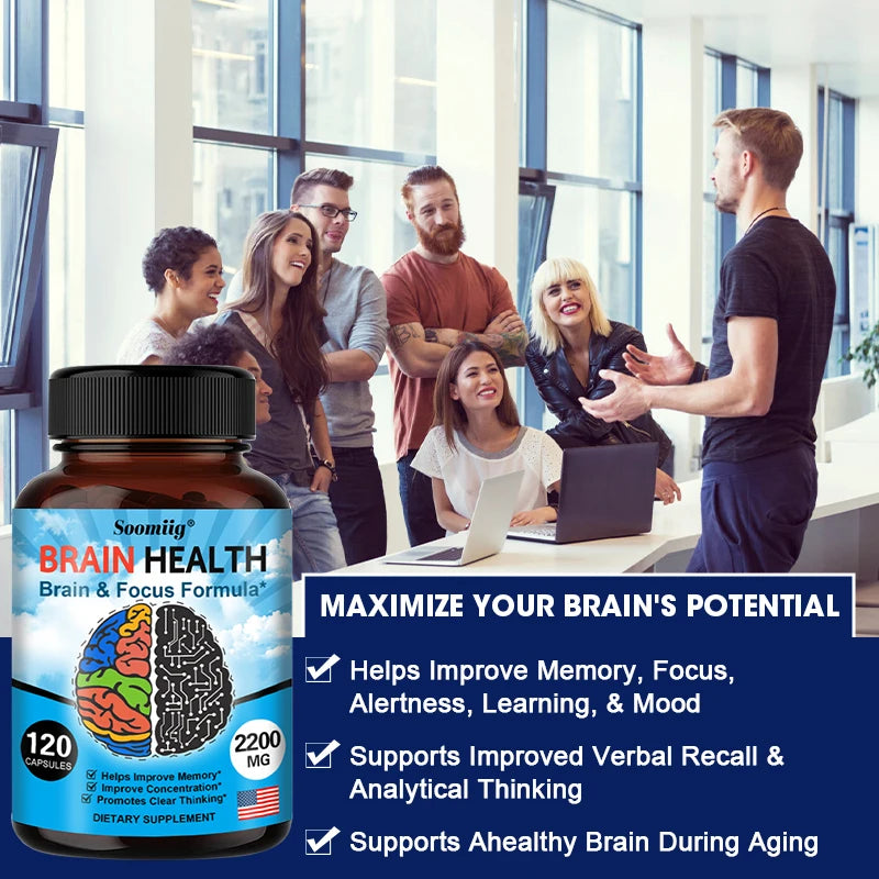 Ginkgo Biloba Capsules 1200mg, Supports Memory, Brain Function and Mental Alertness, Brain Health Supplement, 30/60/120 Capsuels