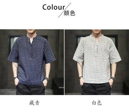Men's Light Blue Denim Shirt Oversized Short Sleeve Button-Down Casual Top(Available)
