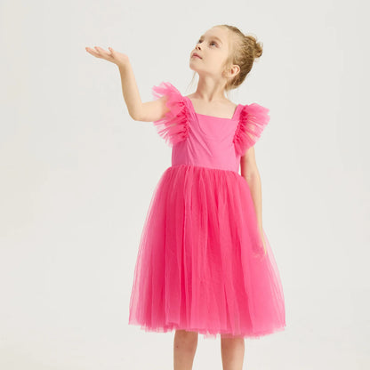 1-8Years New Little Girls Party Dress for Princess Dress Solid Child Clothes Flower Girl Birthday Princess Dress for Kids