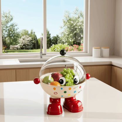 Large Capacity Snack Fruit Plate High Foot Design Thickened Kitchen Dish Rack Cartoon Plastic Tea Table Plate Party Serving