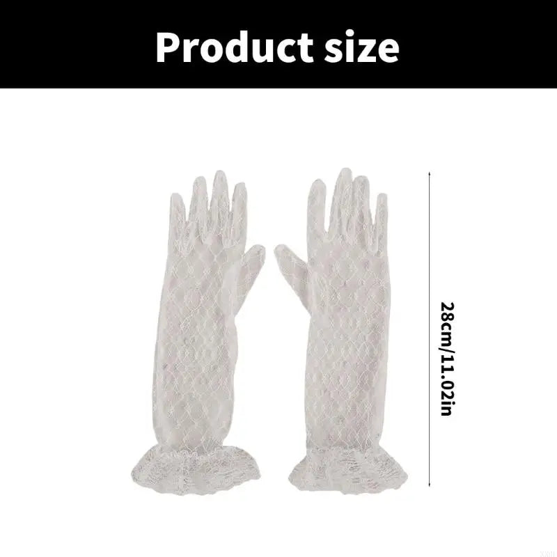 1 pair Lace Gloves for Little Kids Ages 3 to 12 Year Flower Girls Mittens White
