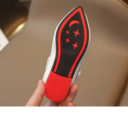 Fashion Girls' Shoes  Autumn New Kids Formal Pointed Leather Shoes Simple Versatile Girls' Rhinestone Casual Shoes Zapatos