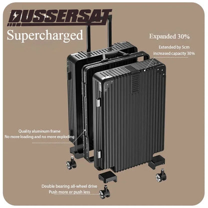 100% Aluminum Magnesium Alloy Luggage Trolley - 20-28 Inch Carry-On With Cup Holder | Lightweight Travel Suitcase