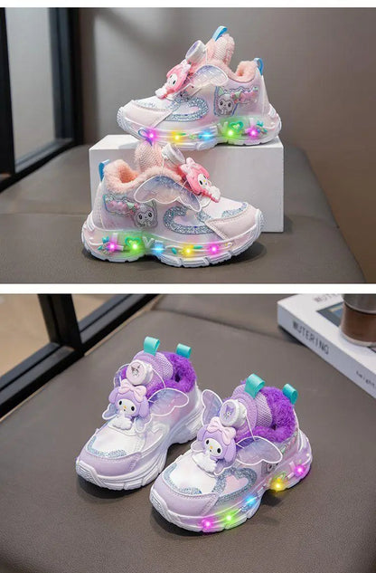 Sanrios Girls Sneakers My Melody Winter New Style Cotton Boots Cartoon Fashion Sports Casual Shoes Kawaii Cute Kids Cotton Shoes