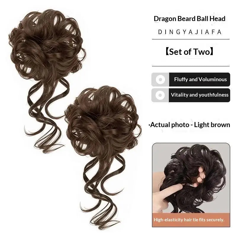 Messy Bun Hair Piece Tousled Updo With Tendrils Hair Bun Extensions Wavy Curly Hair For Women