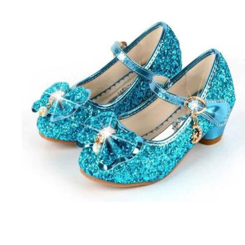 Children's Shoes  Princess Shoes Girl's Fashion Sandals Crystal Princess Shoes Blue Pink Silver