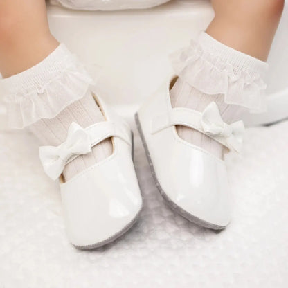 Baby Girls Shoes Bowknot Princess Dress Shoes PU Anti-slip Soft Sole Infant First Walkers Newborn Crib Baby Shoes