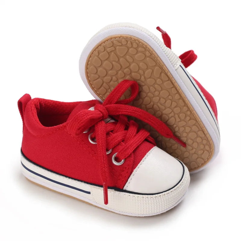 Baby Boys Girls Canvas Shoes Non-slip Rubber Sole Comfortable Soft Unisex Baby Basketball Shoes 0-18M