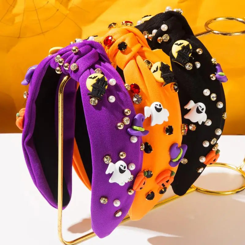 Designer Hair Accessories for Women Featuring Skull, Letters, Diamonds, and Rice Beads, Halloween Styling