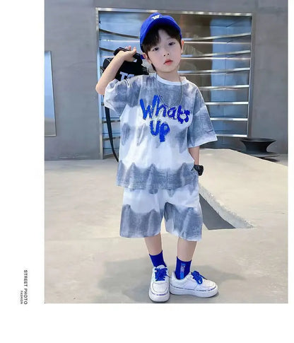Teenage Boy Set kid clothing Suit Cotton Summer Outing Clothes Top Shorts 2PCS Clothing for Children's