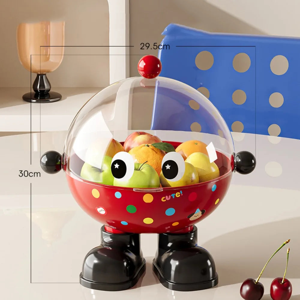 Large Capacity Snack Fruit Plate High Foot Design Thickened Kitchen Dish Rack Cartoon Plastic Tea Table Plate Party Serving