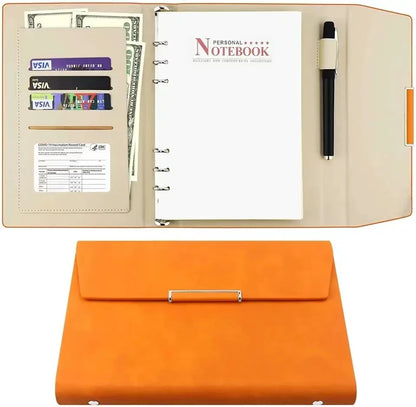 A5 Binder Refillable Planner Faux Leather Notebook Journal with Card Pen Holder Outdoor Journal Planner Agenda DIY Birthday Gift