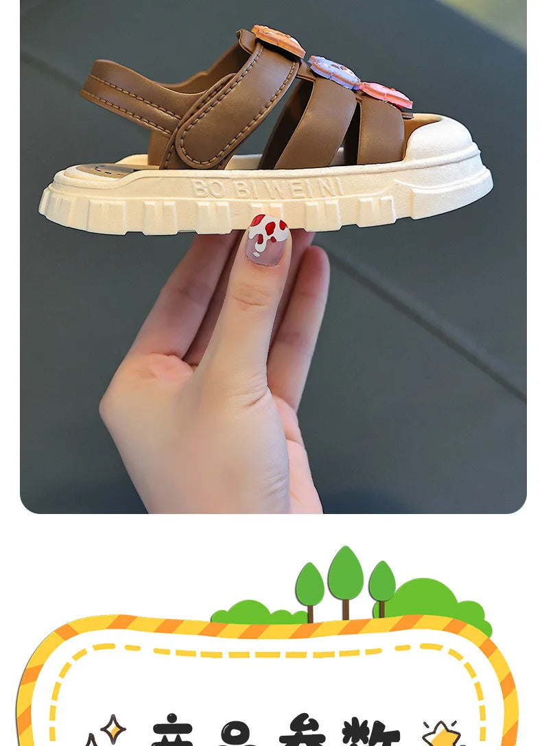 Summer Indoor Outdoor Anti-slip Soft Bottom Girls Boys Toddler Kids Sandals PVC Sole Comfortable