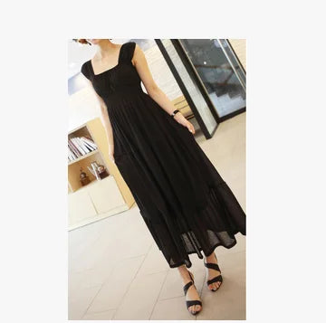 Summer 2025 White Long Svel Fro Beach Gown with Vest Ba Design Hing Waist Skimpy Sle Chiffon Dr for Women