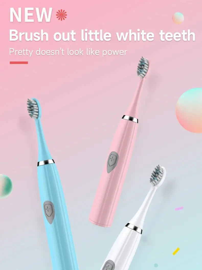 1pc White/Pink Electric Toothbrush Adult Model Soft Bristle Electric Toothbrush Battery Model Family Set Electric Toothbrush
